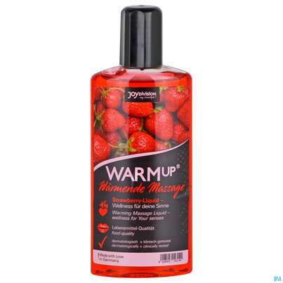 Sie sehen eine Packung Massage Liquid Warm Up Erdbeer 150ml, Produktbild: 01 Massage Liquid Warm Up Erdbeer 150ml, A-Nr.: 3432243 - 01
