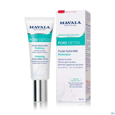Sie sehen eine Packung Mavala Detox Pore Hydra-matt Fluid 539.02 45ml, Produktbild: 03 Mavala Detox Pore Hydra-matt Fluid 539.02 45ml, A-Nr.: 4910727 - 03