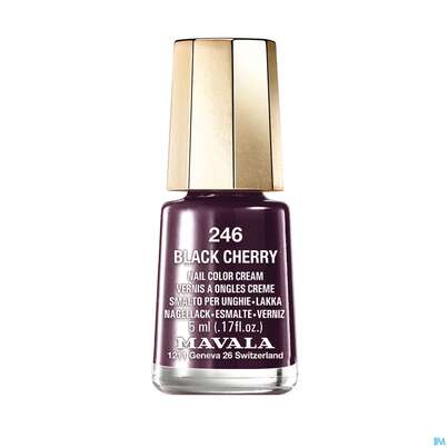 Sie sehen eine Packung Mavala Nagellacke 246 Black Cherr 5ml, Produktbild: 01 Mavala Nagellacke 246 Black Cherr 5ml, A-Nr.: 3416451 - 01