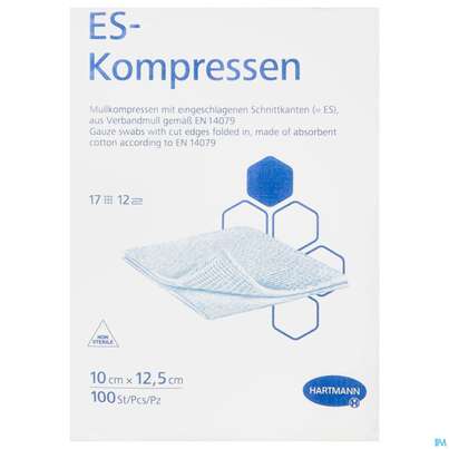 Mullkompressen-es Hartmann/unsteril 12fach 17faedig 10x 12,5cm 100st, A-Nr.: 1152976 - 01