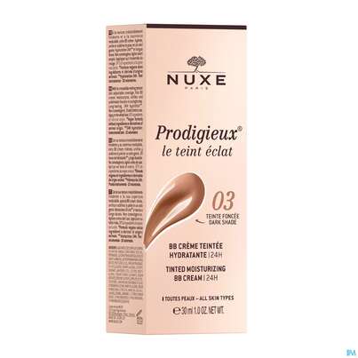 Sie sehen eine Packung Nuxe Tinted Moist Bb Cream Le Teint Eclat 24h Moisturising Dark 30ml, Produktbild: 03 Nuxe Tinted Moist Bb Cream Le Teint Eclat 24h Moisturising Dark 30ml, A-Nr.: 5893735 - 03