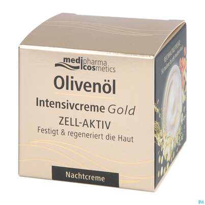 Sie sehen eine Packung Oliven Oel Dr.theiss Intensiv Creme Gold Nacht Zell Aktiv 50ml, Produktbild: 04 Oliven Oel Dr.theiss Intensiv Creme Gold Nacht Zell Aktiv 50ml, A-Nr.: 4900982 - 04