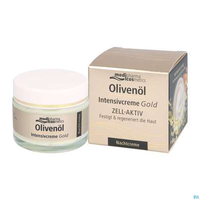 Sie sehen eine Packung Oliven Oel Dr.theiss Intensiv Creme Gold Nacht Zell Aktiv 50ml, Produktbild: 06 Oliven Oel Dr.theiss Intensiv Creme Gold Nacht Zell Aktiv 50ml, A-Nr.: 4900982 - 06