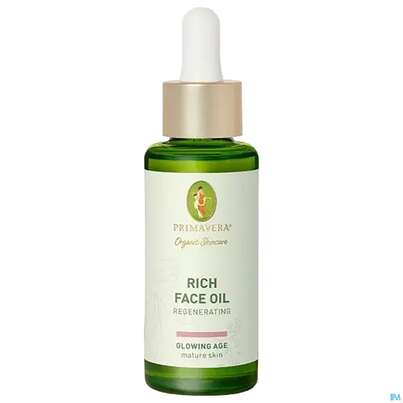Sie sehen eine Packung Primavera Glowing Age Rich Face Oil Regenerating 30ml, Produktbild: 02 Primavera Glowing Age Rich Face Oil Regenerating 30ml, A-Nr.: 5660422 - 02