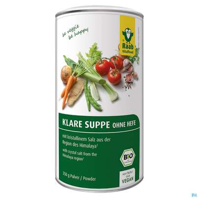 Sie sehen eine Packung Raab Bio Klare Suppe Ohne Hefe Pulver 350g, Produktbild: 03 Raab Bio Klare Suppe Ohne Hefe Pulver 350g, A-Nr.: 4367045 - 03