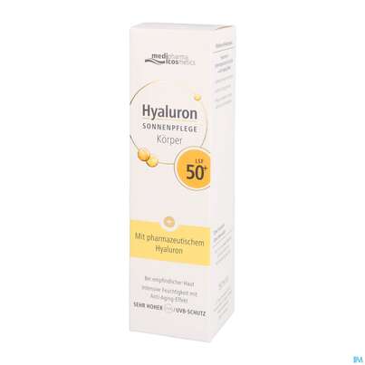 Sie sehen eine Packung Sonnenprodukte Hyaluron Sonnenpflege Koerper Lsf50+ 150ml, Produktbild: 04 Sonnenprodukte Hyaluron Sonnenpflege Koerper Lsf50+ 150ml, A-Nr.: 4624312 - 04