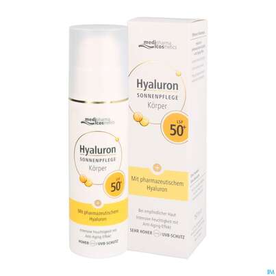 Sie sehen eine Packung Sonnenprodukte Hyaluron Sonnenpflege Koerper Lsf50+ 150ml, Produktbild: 06 Sonnenprodukte Hyaluron Sonnenpflege Koerper Lsf50+ 150ml, A-Nr.: 4624312 - 06