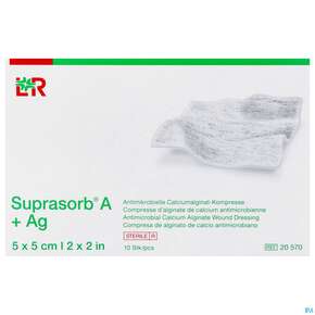 Suprasorb/steril A+ag Antimikrob.calcium-alginat Kompresse 5x 5cm 10st, A-Nr.: 3070343 - 01