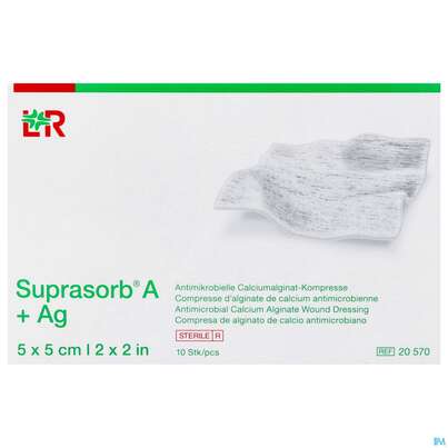 Suprasorb/steril A+ag Antimikrob.calcium-alginat Kompresse 5x 5cm 10st, A-Nr.: 3070343 - 01