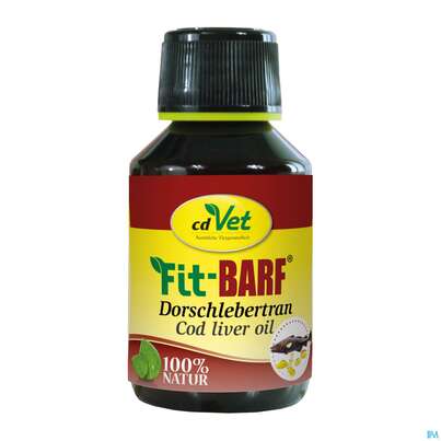 Sie sehen eine Packung Veterinaerprodukte Cdvet Fit-barf Dorschlebertran 100ml, Produktbild: 01 Veterinaerprodukte Cdvet Fit-barf Dorschlebertran 100ml, A-Nr.: 3489705 - 01