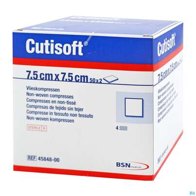 Sie sehen eine Packung Vlieskompressen Leukopl Compress Steril 7,5x 7,5cm 50x2 100st, Produktbild: 04 Vlieskompressen Leukopl Compress Steril 7,5x 7,5cm 50x2 100st, A-Nr.: 2996268 - 04