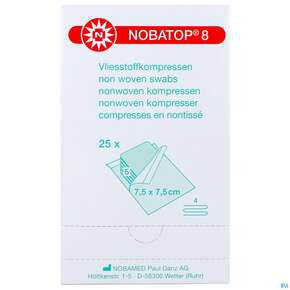 Vlieskompressen Nobatop/8 Steril 4fach 7,5x 7,5cm 5er 25x5 125st, A-Nr.: 5826762 - 01