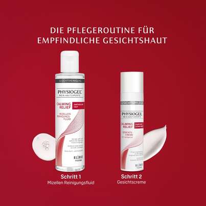 Sie sehen eine Packung PHYSIOGEL Calming Relief Mizellen Reinigungsfluid für empfindliche Haut, Produktbild: 05 PHYSIOGEL Calming Relief Mizellen Reinigungsfluid für empfindliche Haut, A-Nr.: 5388411 - 05