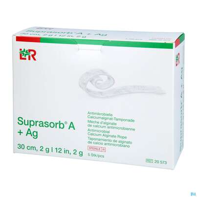 Suprasorb/steril A+ag Antimikrob.calcium-alginat Tampomade 30cm/2g 5st, A-Nr.: 3070389 - 01