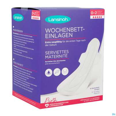 Sie sehen eine Packung Lansinoh Wochenbetteinlagen 0-2 Wochen L 10st, Produktbild: 06 Lansinoh Wochenbetteinlagen 0-2 Wochen L 10st, A-Nr.: 5758664 - 06