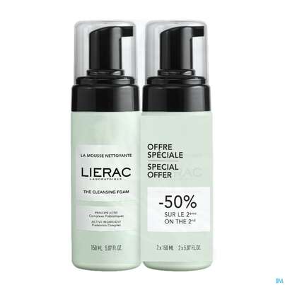 Sie sehen eine Packung Lierac Cleanser/duo The Cleansing Foam 150ml 2st, Produktbild: 01 Lierac Cleanser/duo The Cleansing Foam 150ml 2st, A-Nr.: 5840236 - 01