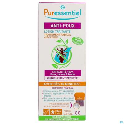 Puressentiel Aetherische Oele Laeuse-behandlung Rein Nat. +metallkamm 100ml, A-Nr.: 4844189 - 02