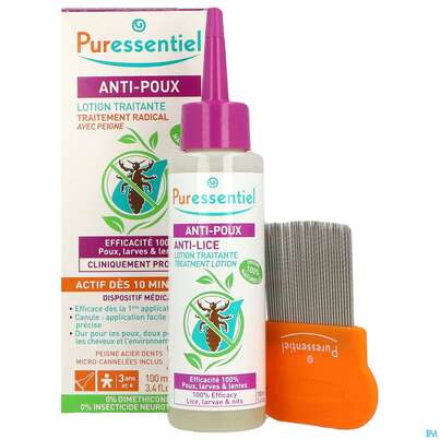 Puressentiel Aetherische Oele Laeuse-behandlung Rein Nat. +metallkamm 100ml, A-Nr.: 4844189 - 05