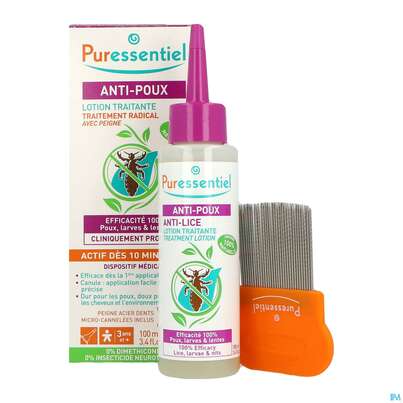 Puressentiel Aetherische Oele Laeuse-behandlung Rein Nat. +metallkamm 100ml, A-Nr.: 4844189 - 10