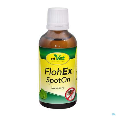 Sie sehen eine Packung Veterinaerprodukte Flohex Spoton 50ml, Produktbild: 01 Veterinaerprodukte Flohex Spoton 50ml, A-Nr.: 4733633 - 01