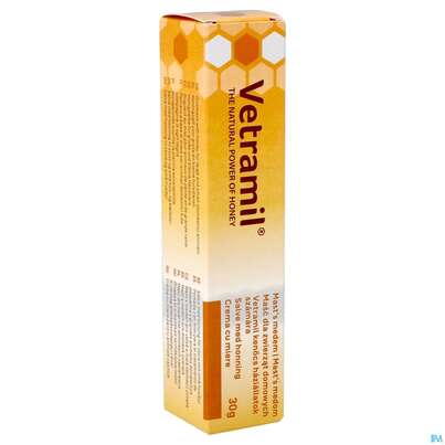 Sie sehen eine Packung Veterinaerprodukte Vetramil Honigsalbe 30g 1st, Produktbild: 02 Veterinaerprodukte Vetramil Honigsalbe 30g 1st, A-Nr.: 4789591 - 02
