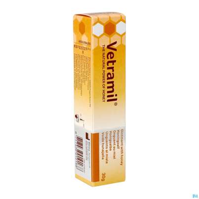 Sie sehen eine Packung Veterinaerprodukte Vetramil Honigsalbe 30g 1st, Produktbild: 03 Veterinaerprodukte Vetramil Honigsalbe 30g 1st, A-Nr.: 4789591 - 03