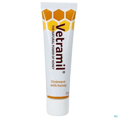 Sie sehen eine Packung Veterinaerprodukte Vetramil Honigsalbe 30g 1st, Produktbild: 08 Veterinaerprodukte Vetramil Honigsalbe 30g 1st, A-Nr.: 4789591 - 08