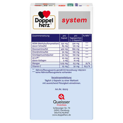 Doppelherz system MSM GLUCOSAMIN - GRÜNLIPPMUSCHEL + CHONDROITIN + VITAMIN C, A-Nr.: 5679410 - 03
