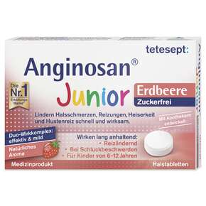 Tetesept Anginosan® Junior Erdbeere zuckerfrei Tabletten 20 St., A-Nr.: 5388670 - 01