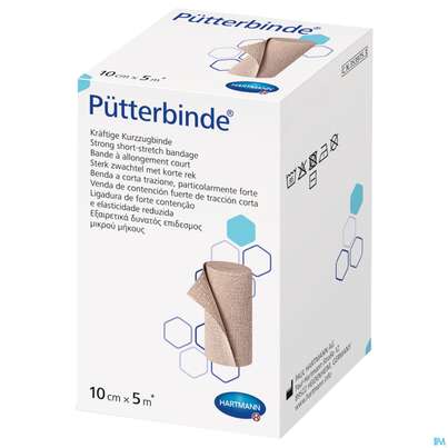 Sie sehen eine Packung Elastische Binden Puetterbinde Hautf 5mx 10cm 1st, Produktbild: 04 Elastische Binden Puetterbinde Hautf 5mx 10cm 1st, A-Nr.: 1457569 - 04
