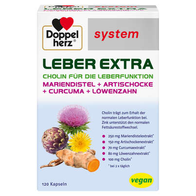 Sie sehen eine Packung Doppelherz system LEBER EXTRA, Produktbild: 01 Doppelherz system LEBER EXTRA, A-Nr.: 5896490 - 01