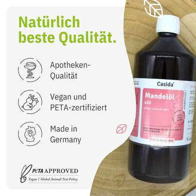 Sie sehen eine Packung Mandelöl süß Naturrein, Produktbild: 02 Mandelöl süß Naturrein, A-Nr.: 5752437 - 02