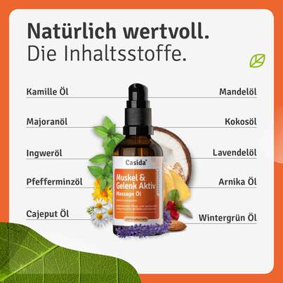 Sie sehen eine Packung Muskel & Gelenk Aktiv Massage Öl, Produktbild: 02 Muskel & Gelenk Aktiv Massage Öl, A-Nr.: 5731671 - 02