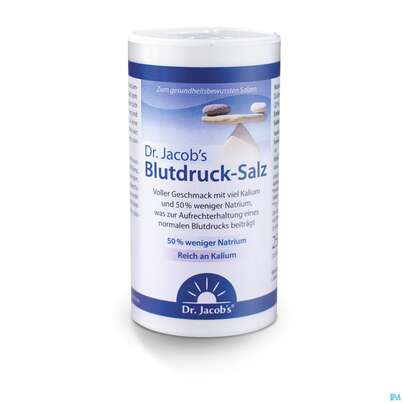 Sie sehen eine Packung Blutdruck Salz Dr.jacobs 250g, Produktbild: 01 Blutdruck Salz Dr.jacobs 250g, A-Nr.: 5106252 - 01