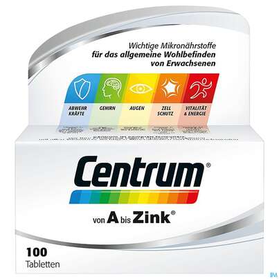 Sie sehen eine Packung Centrum Tabl A-zink 100st, Produktbild: 03 Centrum Tabl A-zink 100st, A-Nr.: 4555456 - 03