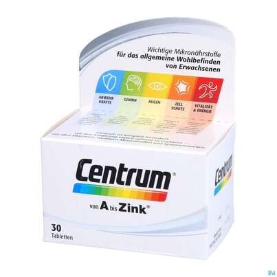 Sie sehen eine Packung Centrum Tabl A-zink 30st, Produktbild: 03 Centrum Tabl A-zink 30st, A-Nr.: 4555433 - 03
