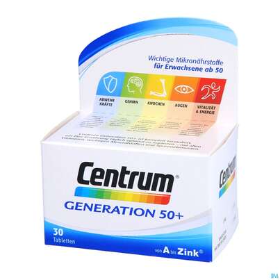 Sie sehen eine Packung Centrum Tabl Generation 50+ 30st, Produktbild: 02 Centrum Tabl Generation 50+ 30st, A-Nr.: 4555462 - 02