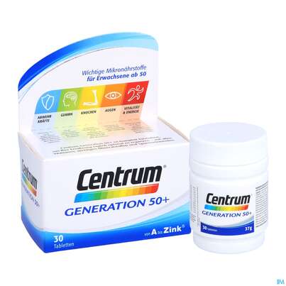 Sie sehen eine Packung Centrum Tabl Generation 50+ 30st, Produktbild: 04 Centrum Tabl Generation 50+ 30st, A-Nr.: 4555462 - 04