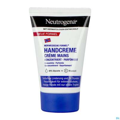 Sie sehen eine Packung Neutrogena Norwegische Formel Handcreme Parfuemiert 50ml, Produktbild: 01 Neutrogena Norwegische Formel Handcreme Parfuemiert 50ml, A-Nr.: 0900560 - 01