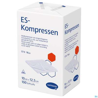 Mullkompressen-es Hartmann/unsteril 16fach 17faedig 10x 12,5cm 100st, A-Nr.: 1152999 - 02