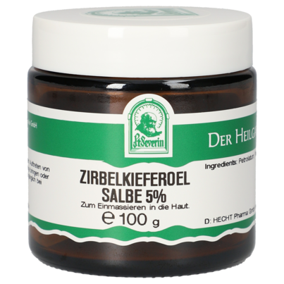 Sie sehen eine Packung ZIRBELKIEFEROEL SALBE 5% 100 G, Produktbild: 01 ZIRBELKIEFEROEL SALBE 5% 100 G, A-Nr.: 5358143 - 01