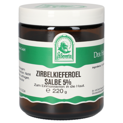 Sie sehen eine Packung ZIRBELKIEFEROEL SALBE 5% 220 G, Produktbild: 01 ZIRBELKIEFEROEL SALBE 5% 220 G, A-Nr.: 5358166 - 01