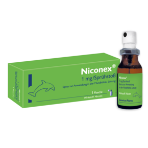Sie sehen eine Packung Niconex® Spray lindert Rauchverlangen und Entzugserscheinungen, Produktbild: 01 Niconex® Spray lindert Rauchverlangen und Entzugserscheinungen, A-Nr.: 4972591 - 01