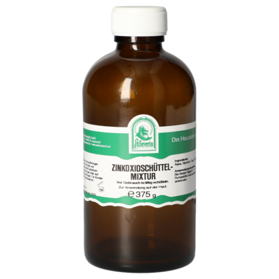 Sie sehen eine Packung ZINKOXIDSCHUETTELMIXTUR 375 G, Produktbild: 01 ZINKOXIDSCHUETTELMIXTUR 375 G, A-Nr.: 5724978 - 01