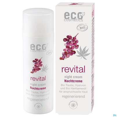 Sie sehen eine Packung Eco Cosmetics Revital Linie Revital Nachtcreme 50ml, Produktbild: 02 Eco Cosmetics Revital Linie Revital Nachtcreme 50ml, A-Nr.: 5774781 - 02