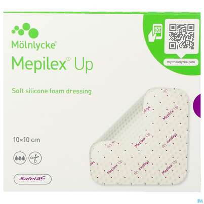Sie sehen eine Packung Schaumverband Mepilex/silikon Up 10x10cm 10st, Produktbild: 01 Schaumverband Mepilex/silikon Up 10x10cm 10st, A-Nr.: 5900122 - 01
