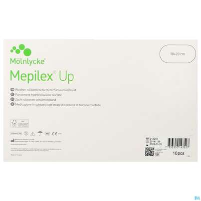 Sie sehen eine Packung Schaumverband Mepilex/silikon Up 10x20cm 10st, Produktbild: 04 Schaumverband Mepilex/silikon Up 10x20cm 10st, A-Nr.: 5900599 - 04