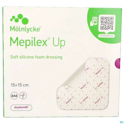 Sie sehen eine Packung Schaumverband Mepilex/silikon Up 15x15cm 10st, Produktbild: 01 Schaumverband Mepilex/silikon Up 15x15cm 10st, A-Nr.: 5900607 - 01