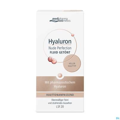 Sie sehen eine Packung Hyaluron Nude Perfection Getoentes Fluid Heller Typ Lsf20 50ml, Produktbild: 03 Hyaluron Nude Perfection Getoentes Fluid Heller Typ Lsf20 50ml, A-Nr.: 4914702 - 03