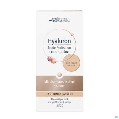 Sie sehen eine Packung Hyaluron Nude Perfection Getoentes Fluid Sehr Heller Typ Lsf20 50ml, Produktbild: 03 Hyaluron Nude Perfection Getoentes Fluid Sehr Heller Typ Lsf20 50ml, A-Nr.: 4914694 - 03